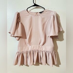 Express Blush Ruffle Sleeve Blouse